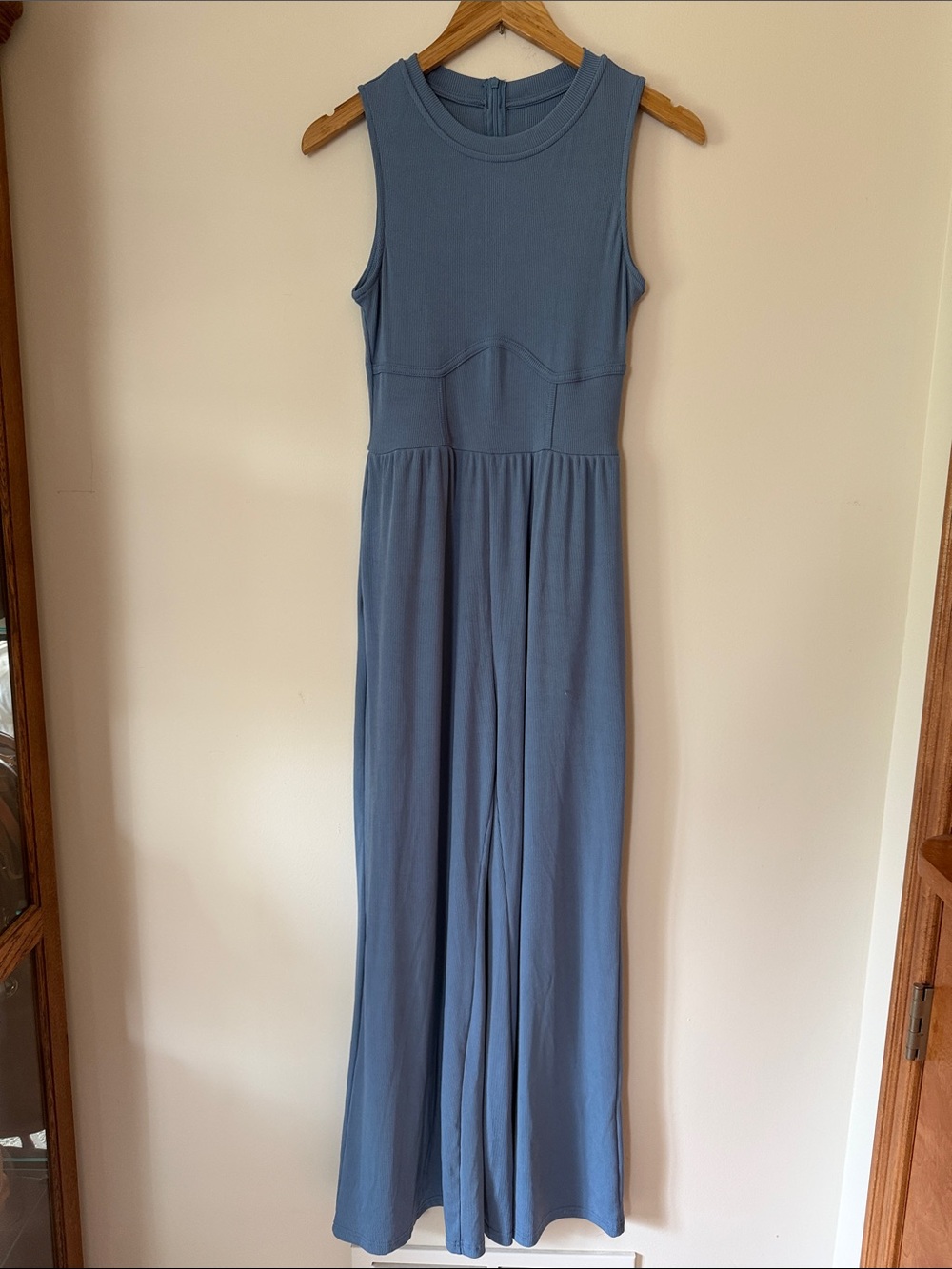 Cider Sleeveless Dusty Blue Wide-Leg Jumpsuit - Picture 6 of 9